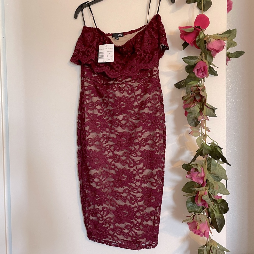 GBG Los Angeles Taliah Midi Tube Lace Dress Medium